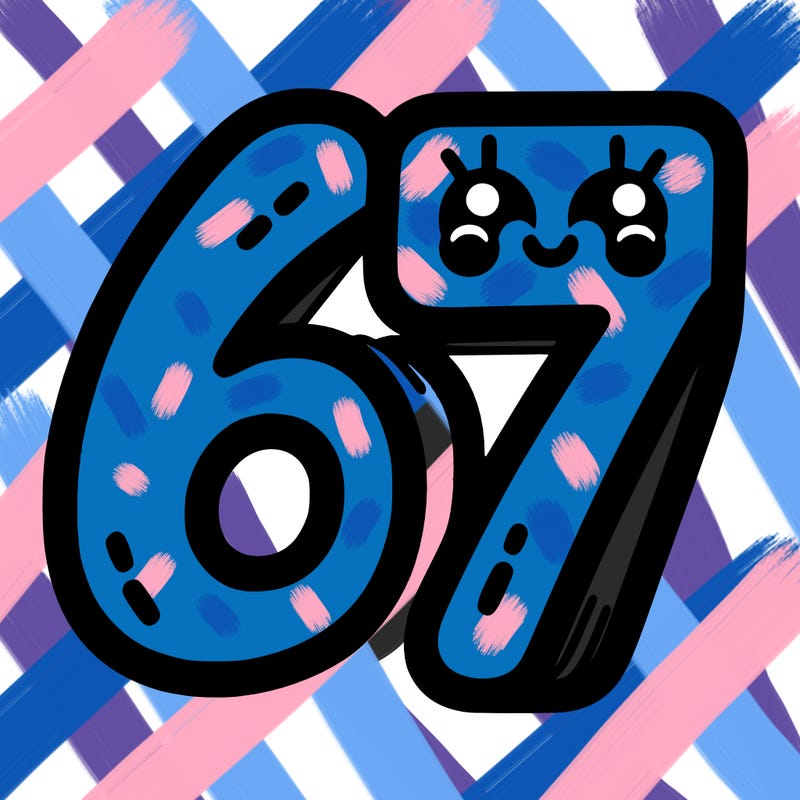 the numbers 67