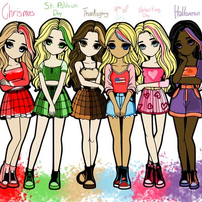 a group of girls realistic