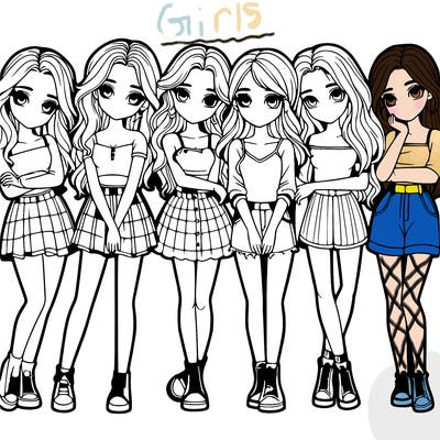 a group of girls realistic