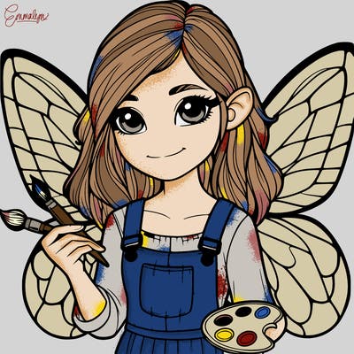 realistic fae girl painter