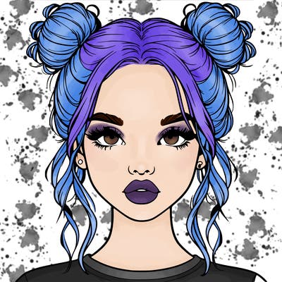 realistic girl with two buns in hair and lips