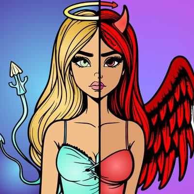 devil vs angel realistic girl