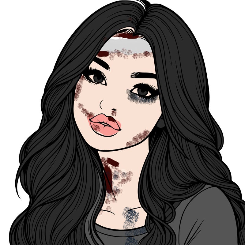 realistic girl with hair on her hair and lips