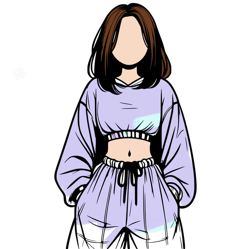 realistic girl faceless with baggy pants and a crop top