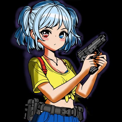 a realistic girl with a gun