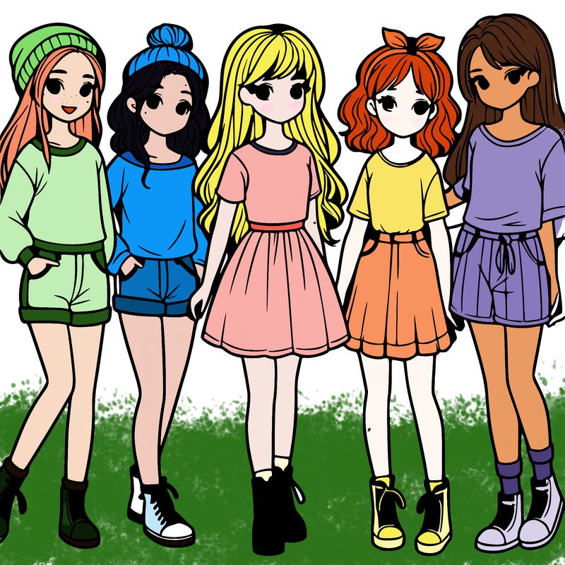 a group of five girls