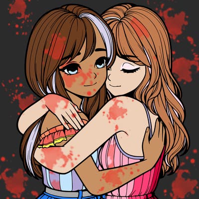 realistic girls hugging