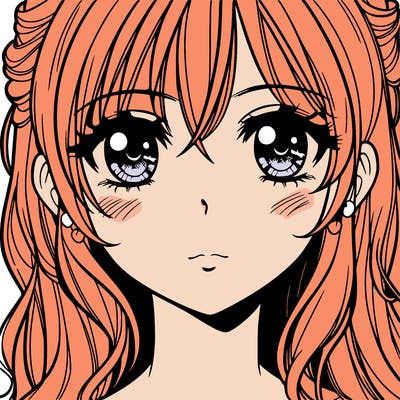 beautiful manga girl with eyes, nose, lips