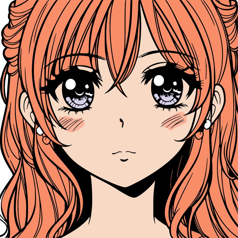 beautiful manga girl with eyes, nose, lips