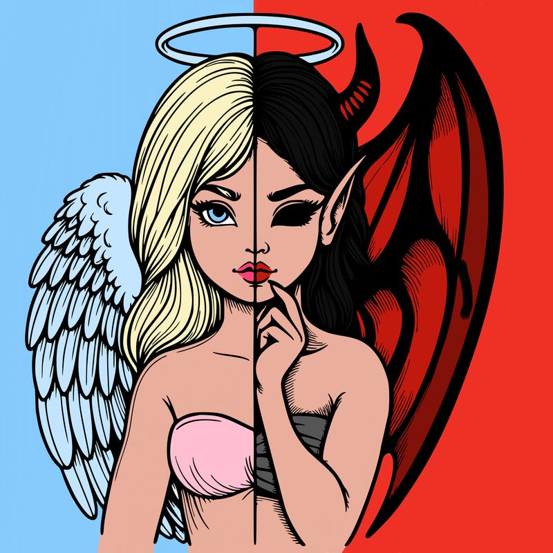 realistic angel half demon