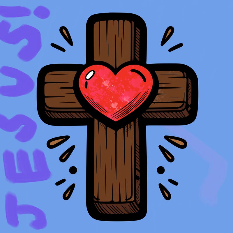 christian cross with heart