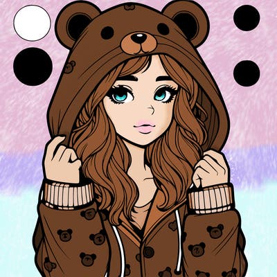 realistic girl in a animal pjs hoodie