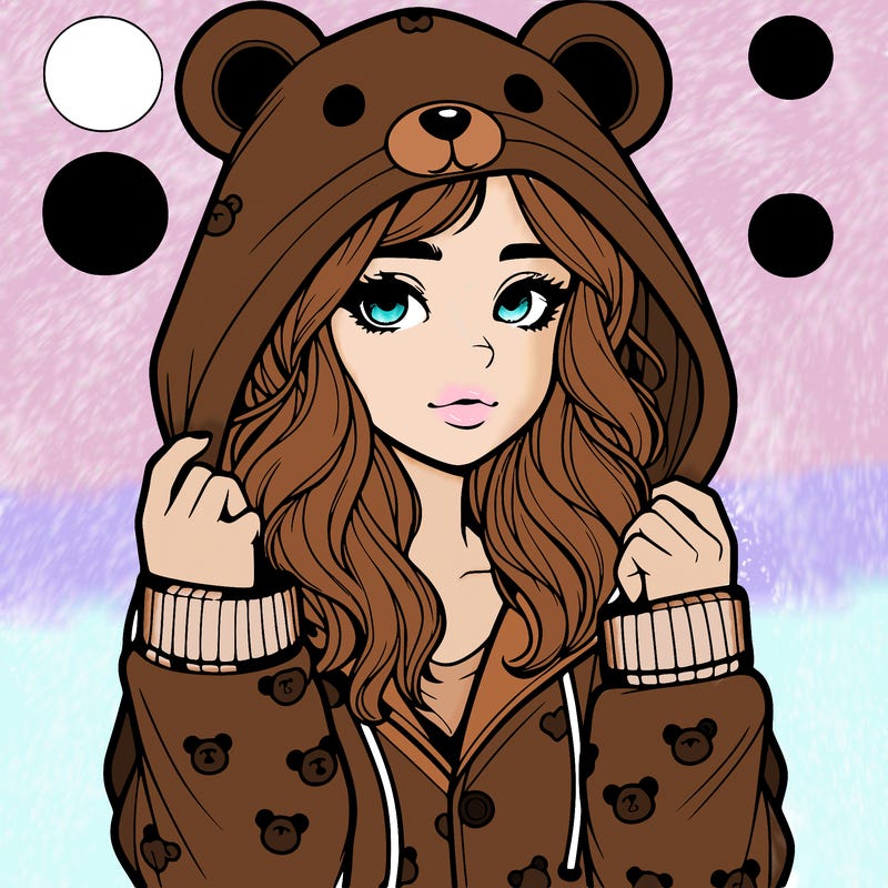realistic girl in a animal pjs hoodie