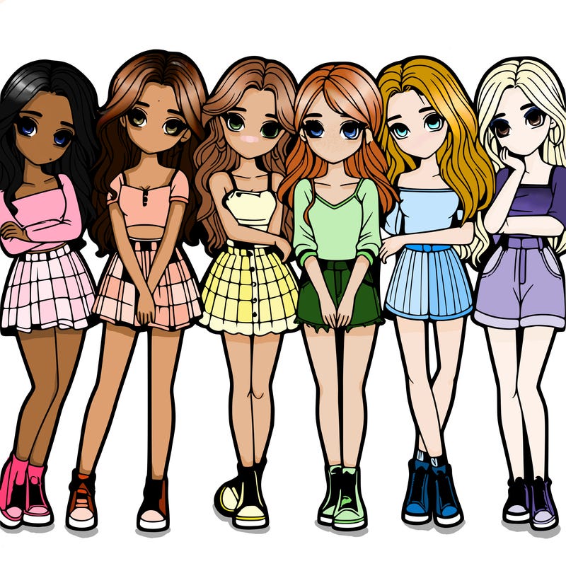 a group of girls realistic