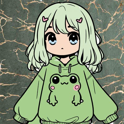 girl wearing frogging sweatshirt