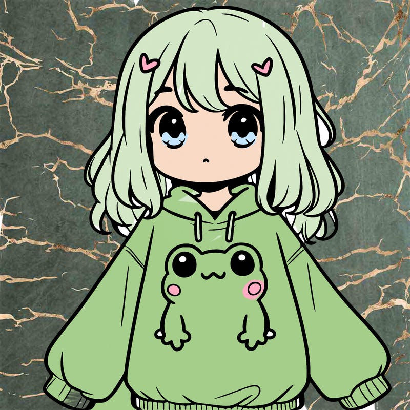 girl wearing frogging sweatshirt