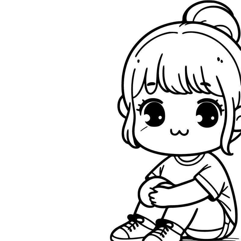 a cute girl sitting down with a blank background