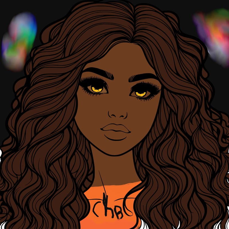 realistic young woman with long and curly hair