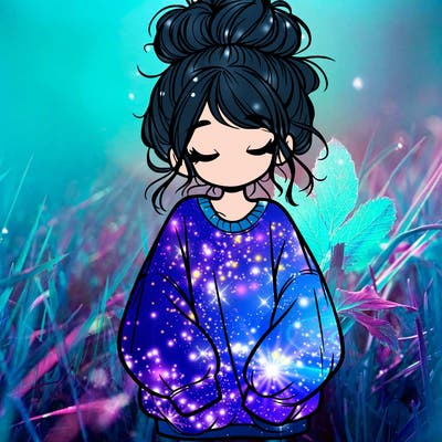 girl with baggy sweatshirt and messy bun