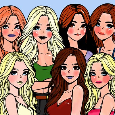 a group of realistic girls
