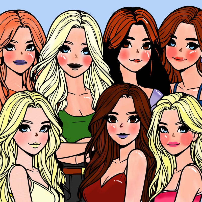 a group of realistic girls