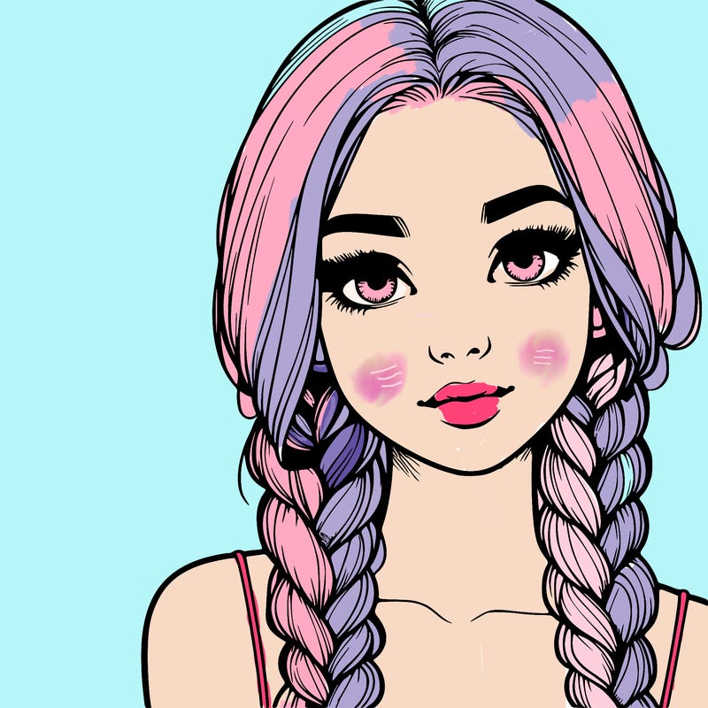 realistic girl with braids