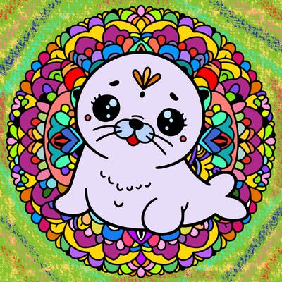 a cute baby seal mandala