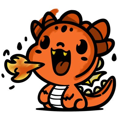 cute dragon with fire coming out of its mouth