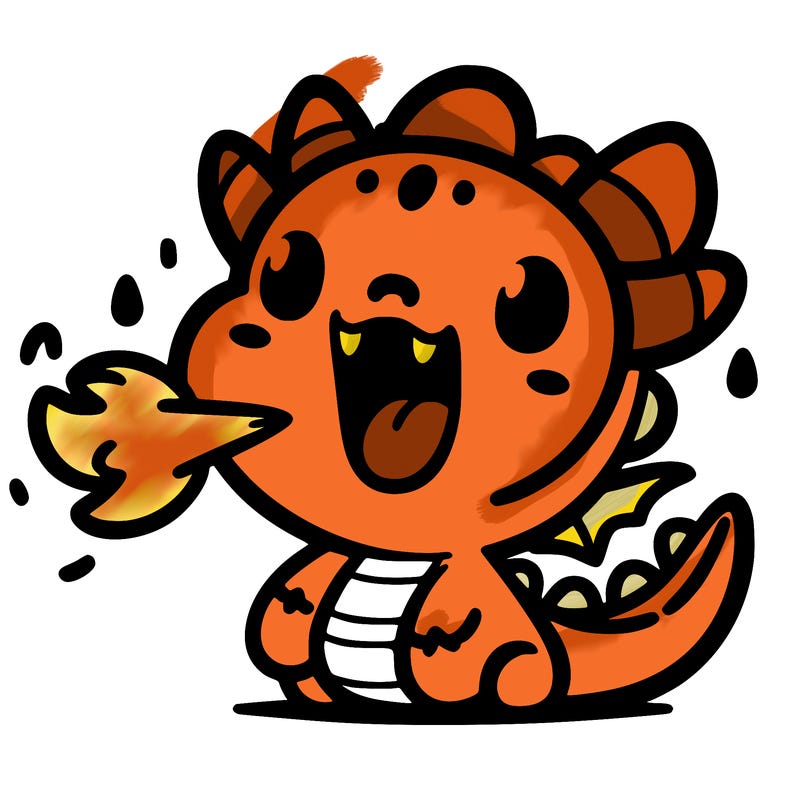cute dragon with fire coming out of its mouth