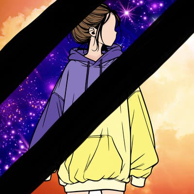 realistic girl with a oversized sweatshirt on and a bun