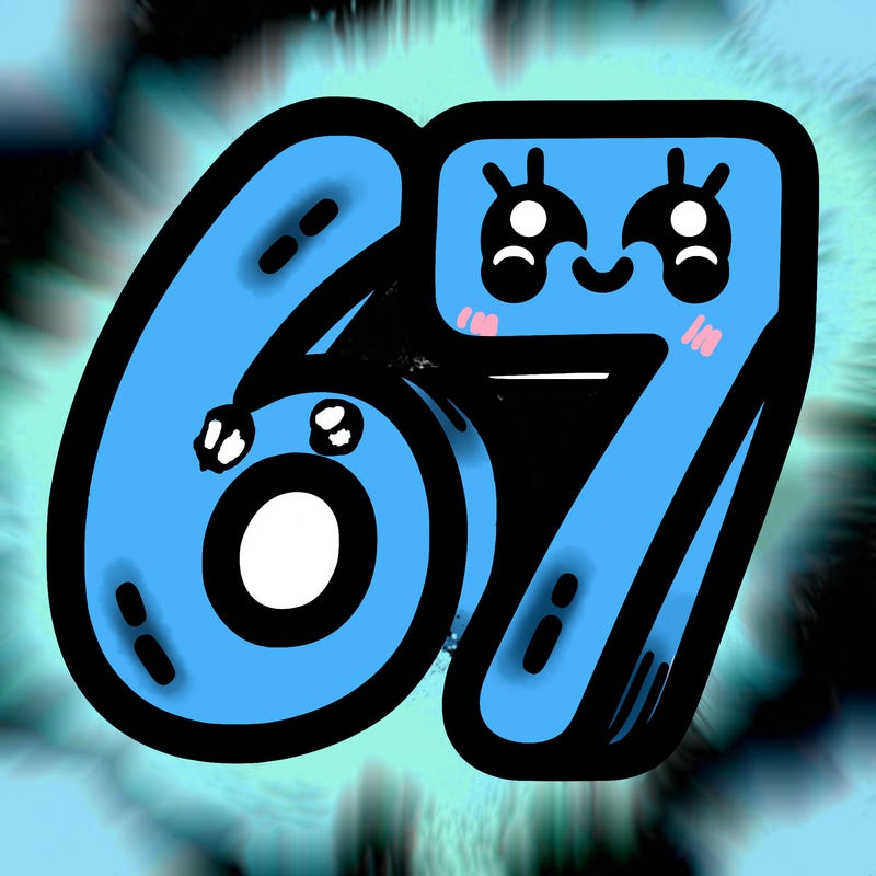 the numbers 67