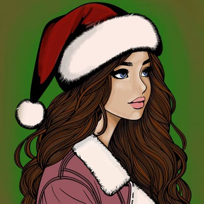 realistic girl in santa hat
