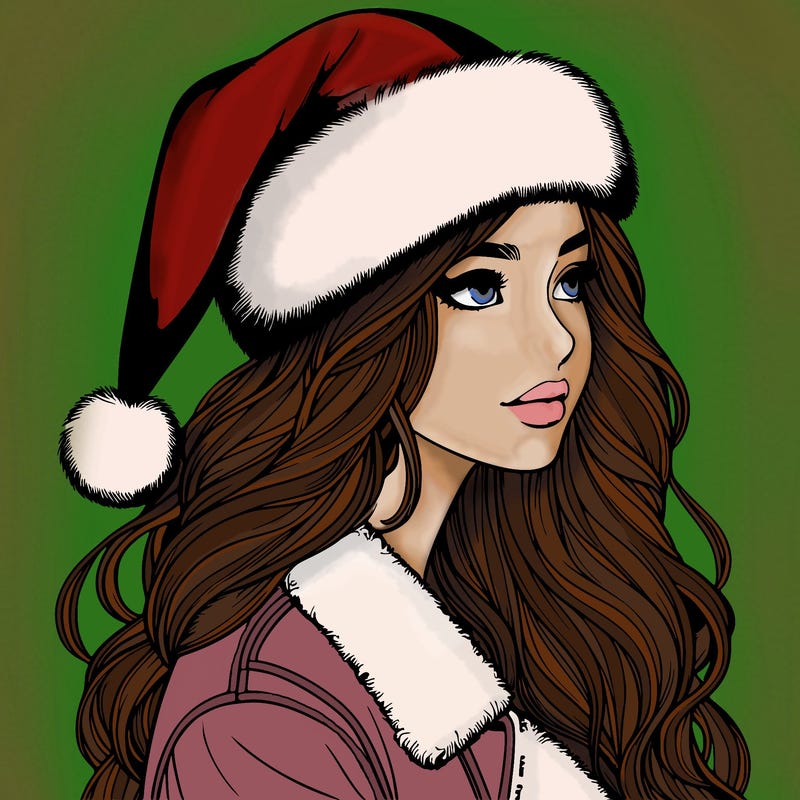 realistic girl in santa hat