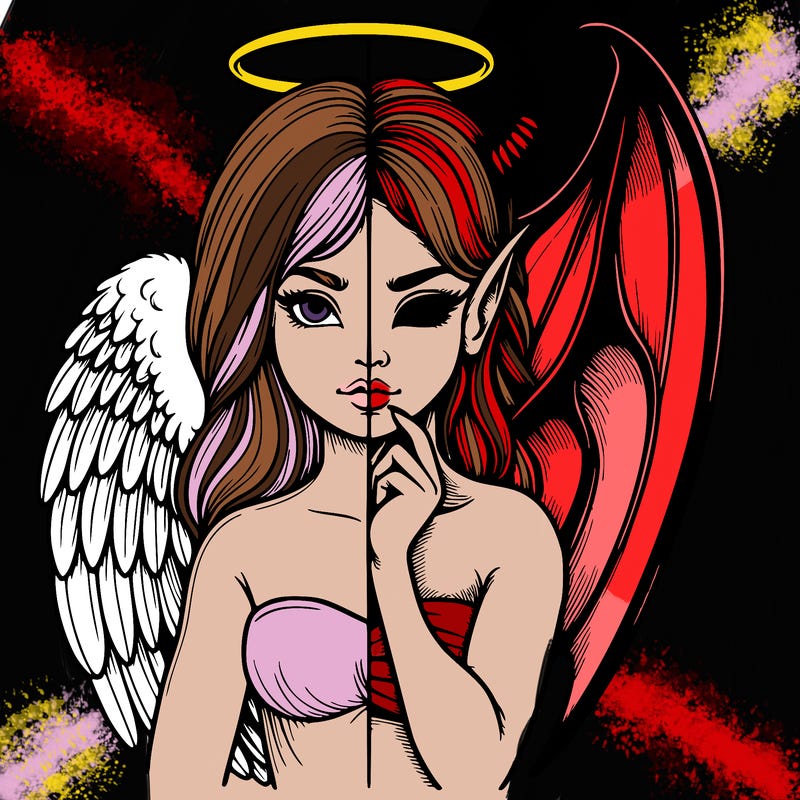 realistic angel half demon