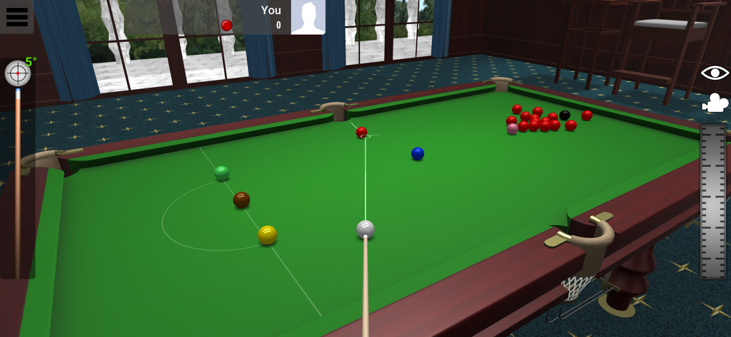 Jugabilidad realista de billar 3D que muestra a un jugador apuntando un tiro en una mesa profesional