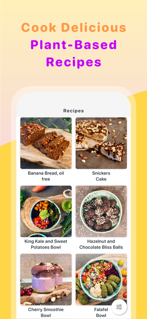 Plantiful - Healthy Recipes - A display of healthy plant-based recipes in the Plantiful app