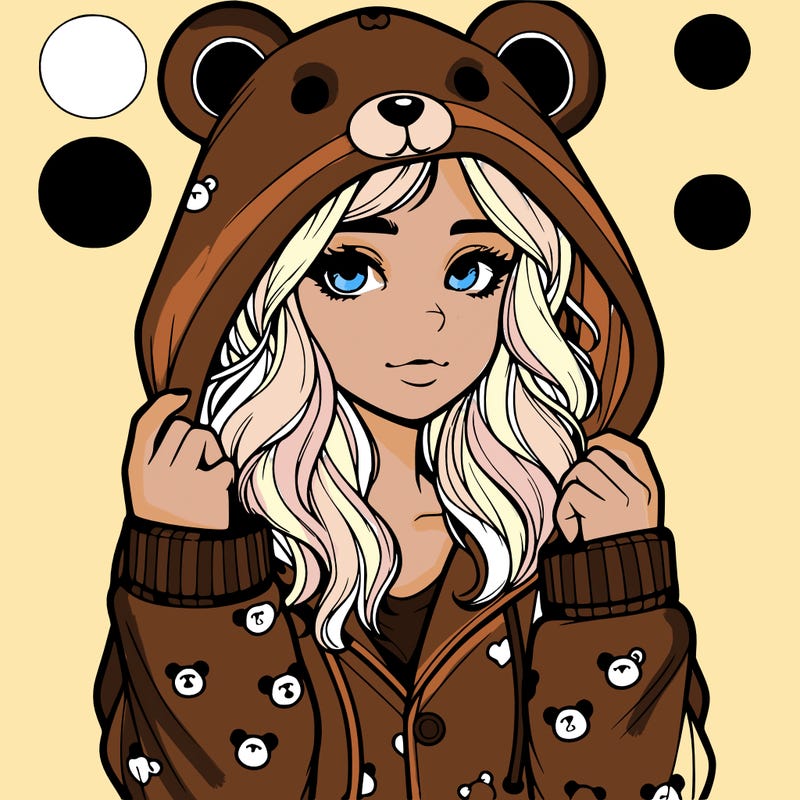 realistic girl in a animal pjs hoodie