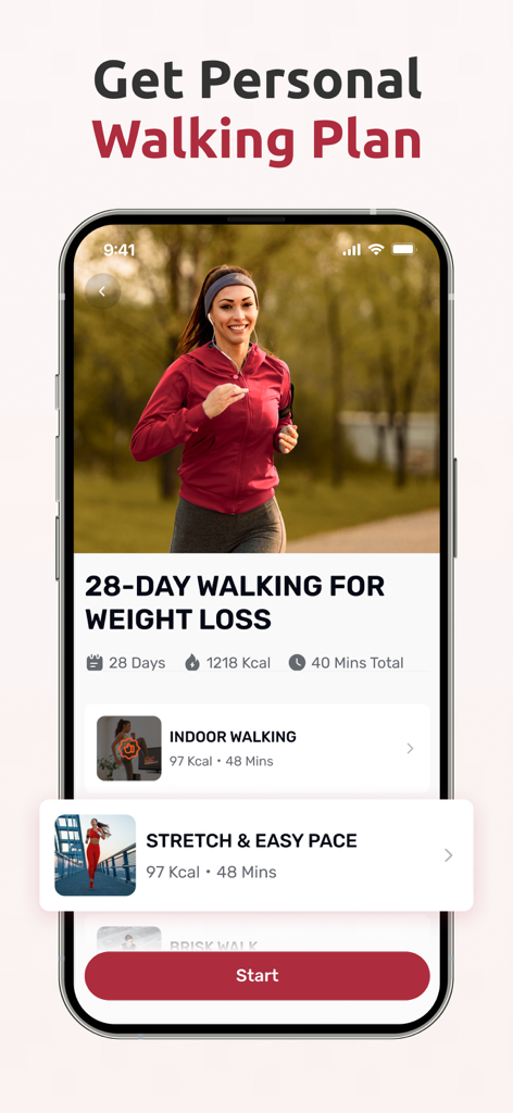 Walking Weight Loss: Walk Pal - Walk Pal app screen showing a 28 day personalized walking plan for weight loss