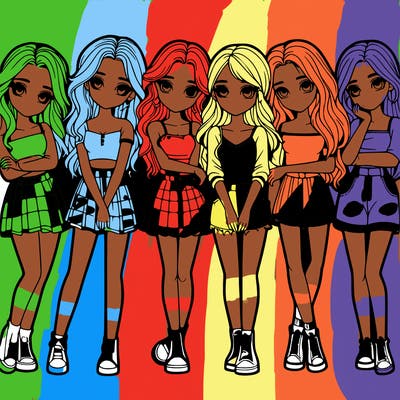 a group of girls realistic