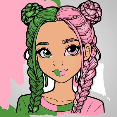 realistic girl with braids