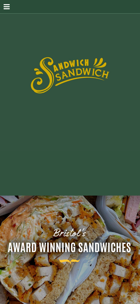 Sandwich Sandwich - Sandwich Sandwich app home screen showing the logo and award winning sandwiches in Bristol