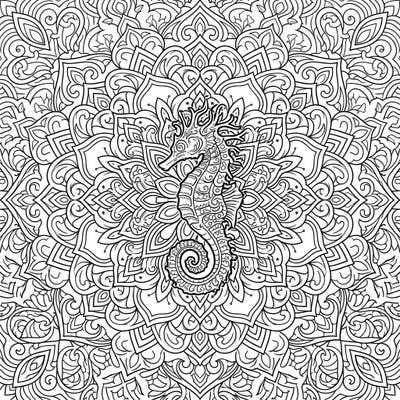 Immerse yourself in the captivating world of ocean artistry with this Barbour's Seahorse Mandala. This unique coloring page combines the elegance of a Barbour's seahorse with the intricate beauty of a symmetrical mandala design, offering a truly engaging creative escape.