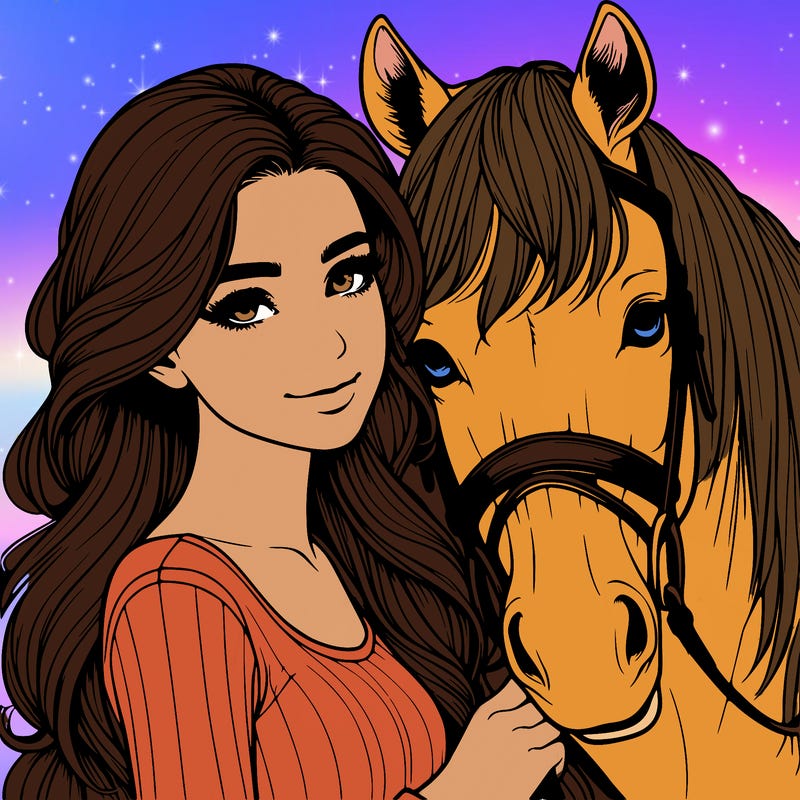 realistic girl with horse