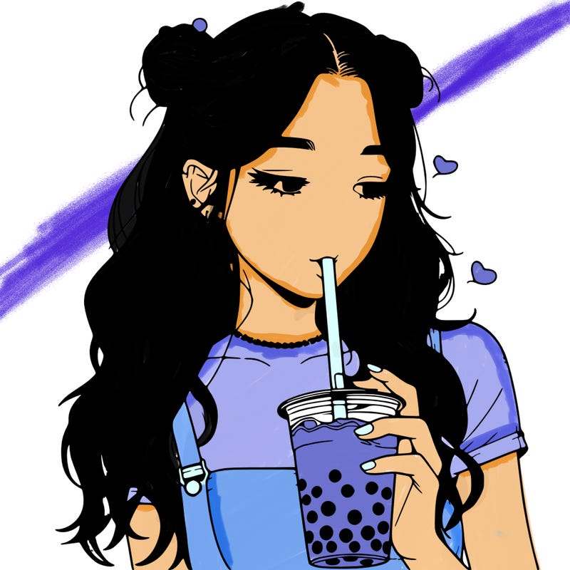 aesthetic realistic girl with boba
