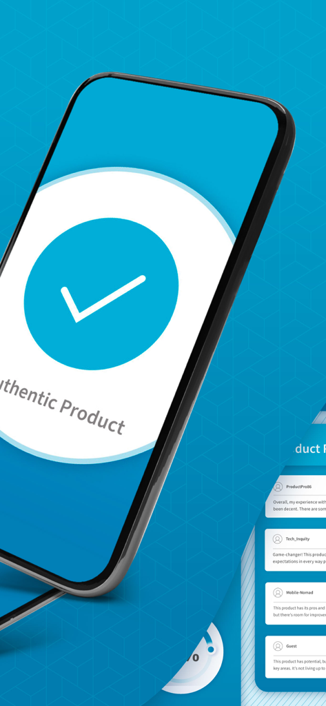 Authentic Vision - CheckIfReal - CheckIfReal 앱에서 정품 제품을 확인하는 흰색 체크 표시를 보여주는 스마트폰 화면