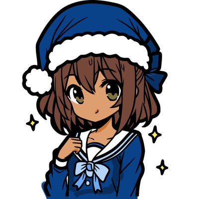anime girl wearing a santa hat