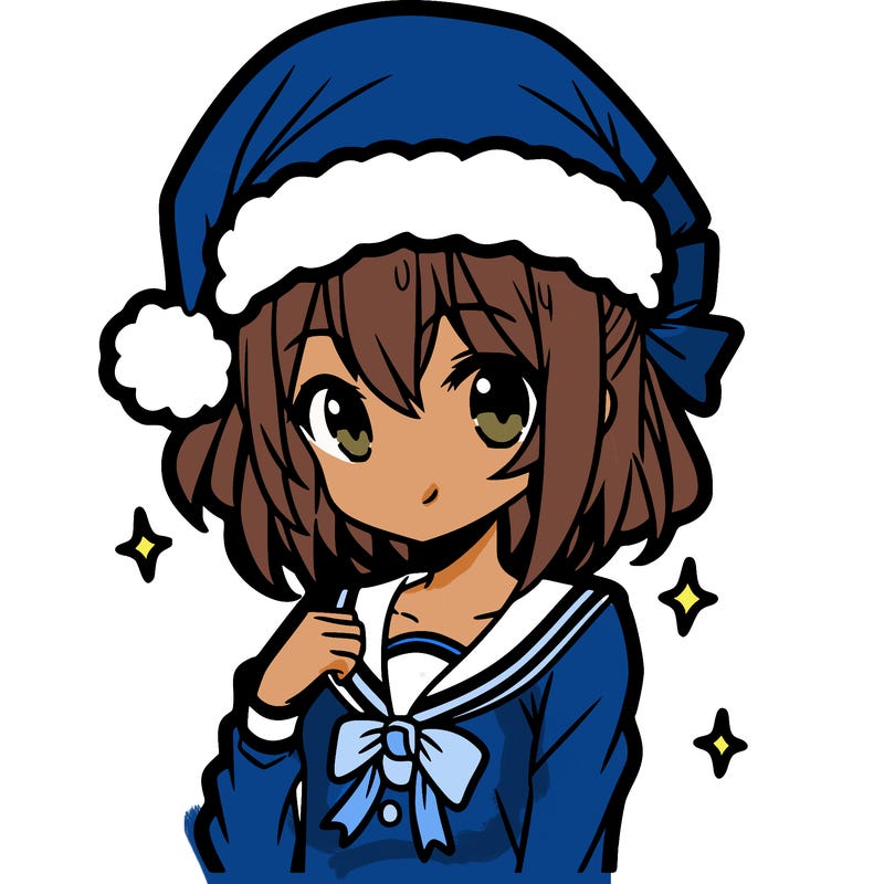 anime girl wearing a santa hat