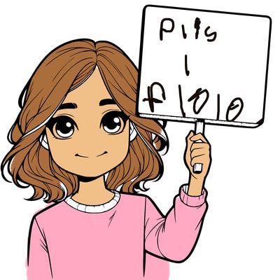 realistic girl holding up a sign