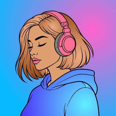 girl wearing headphones