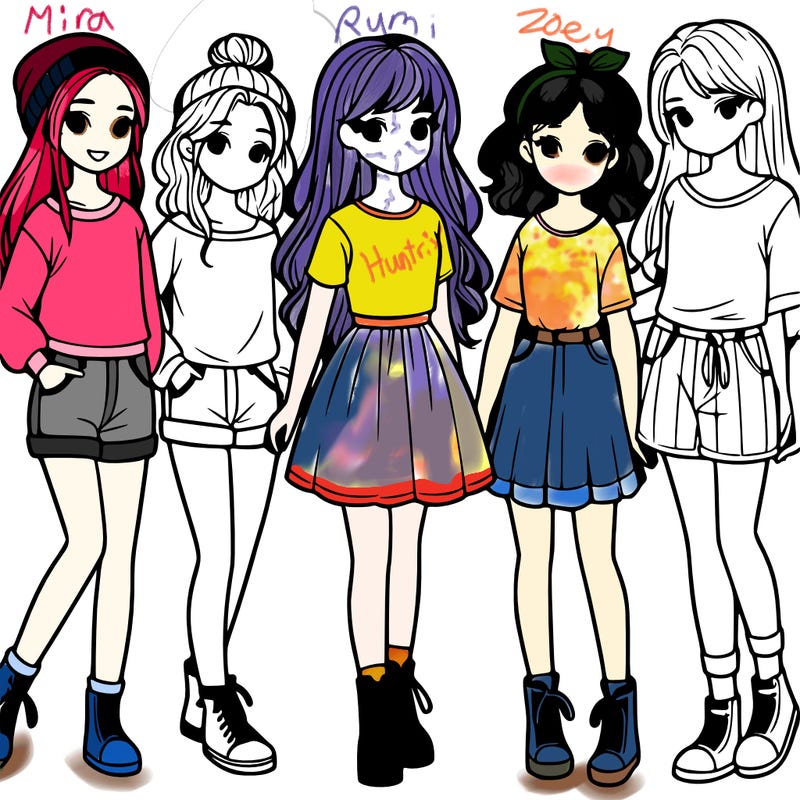 a group of five girls